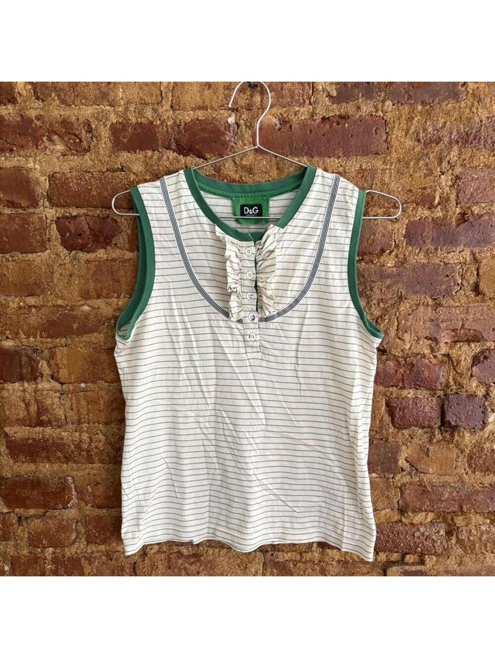 Authentic Y2K WOMENS D&G Dolce & Gabbana Striped Tank Top